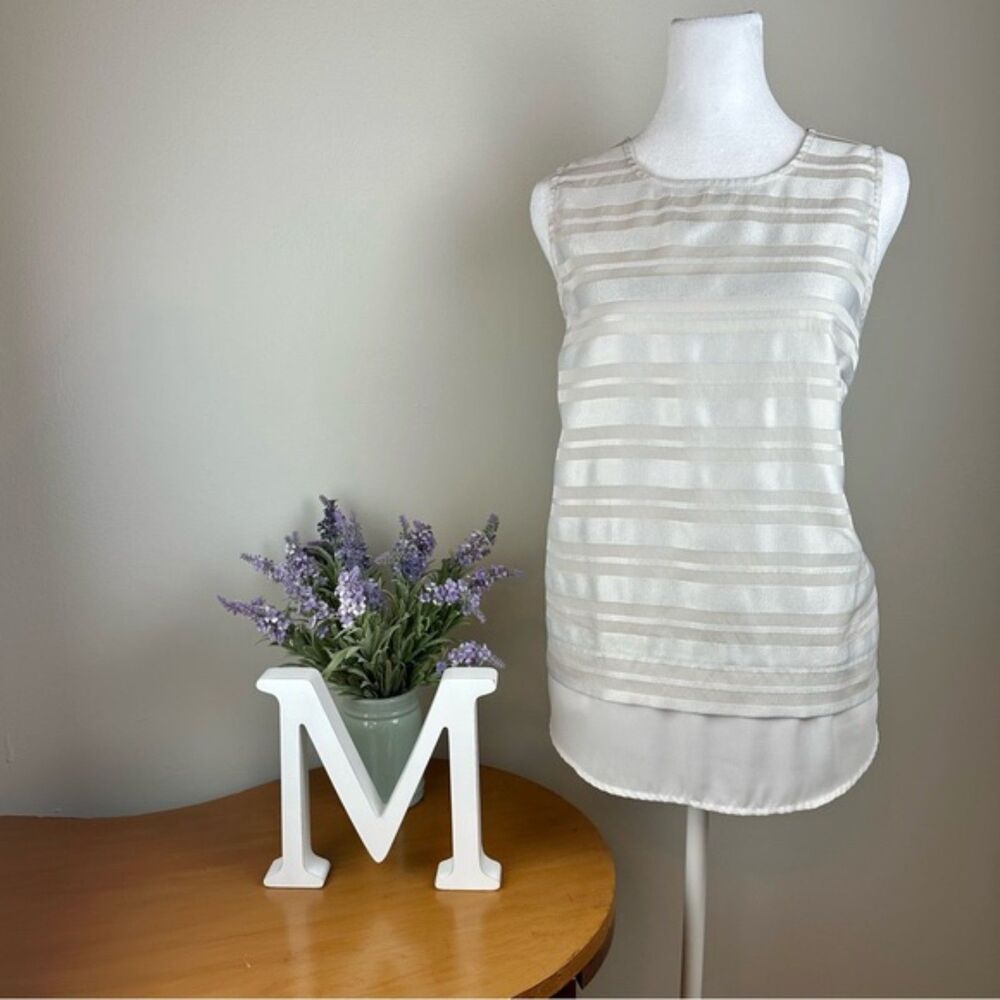 Banana Republic Sleeveless Top - Size MP - Ivory Stripes - Good Condition